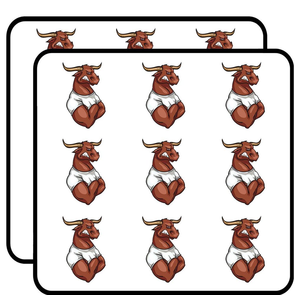 18 Pcs Cool Strong Tough Angry Sport School Mascot Cartoon - Bull 2" Stickers Decals Laptop Notebook Phone Waterproof Vinyl Trendy