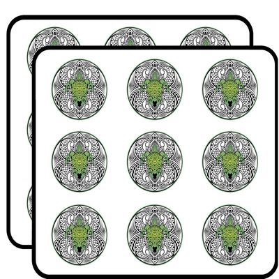 18 Pcs Green Ombre Tortoise Turtle on Tribal Print Icon 2" Stickers Decals Laptop Notebook Phone Waterproof Vinyl Trendy