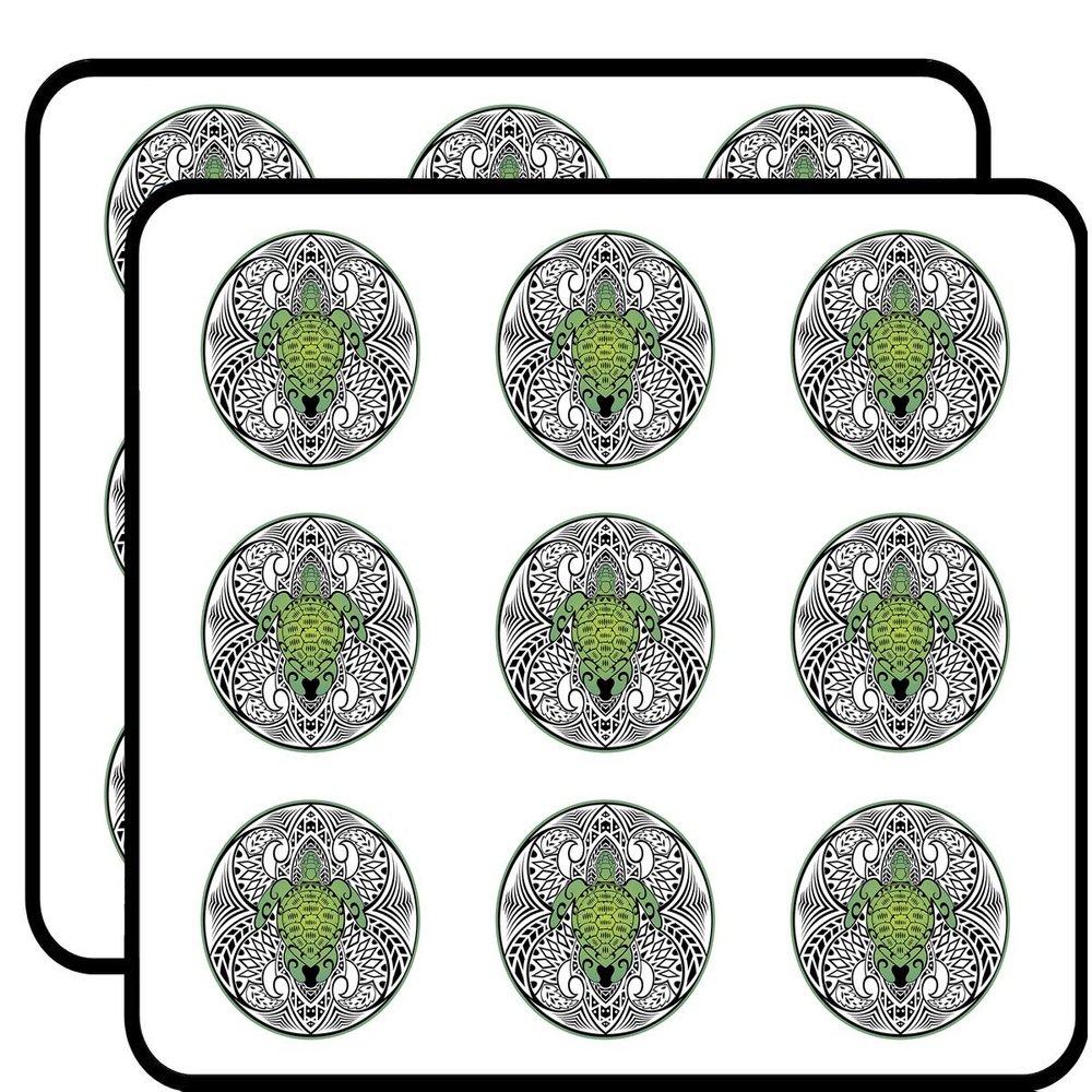 18 Pcs Green Ombre Tortoise Turtle on Tribal Print Icon 2" Stickers Decals Laptop Notebook Phone Waterproof Vinyl Trendy