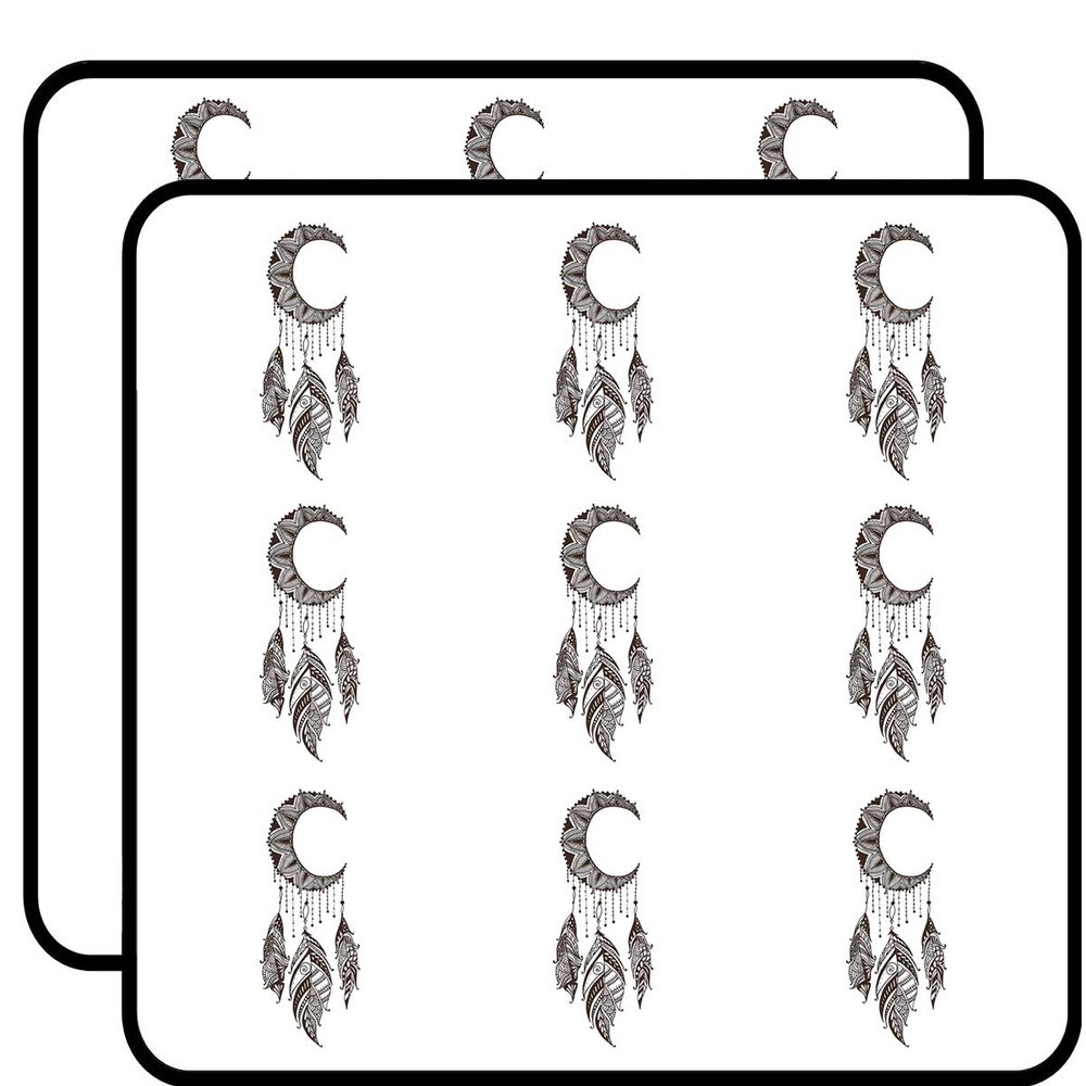 18 Pcs Dainty Brown Henna Flower Moon Dream Catcher Drawing 2" Stickers Decals Laptop Notebook Phone Waterproof Vinyl Trendy