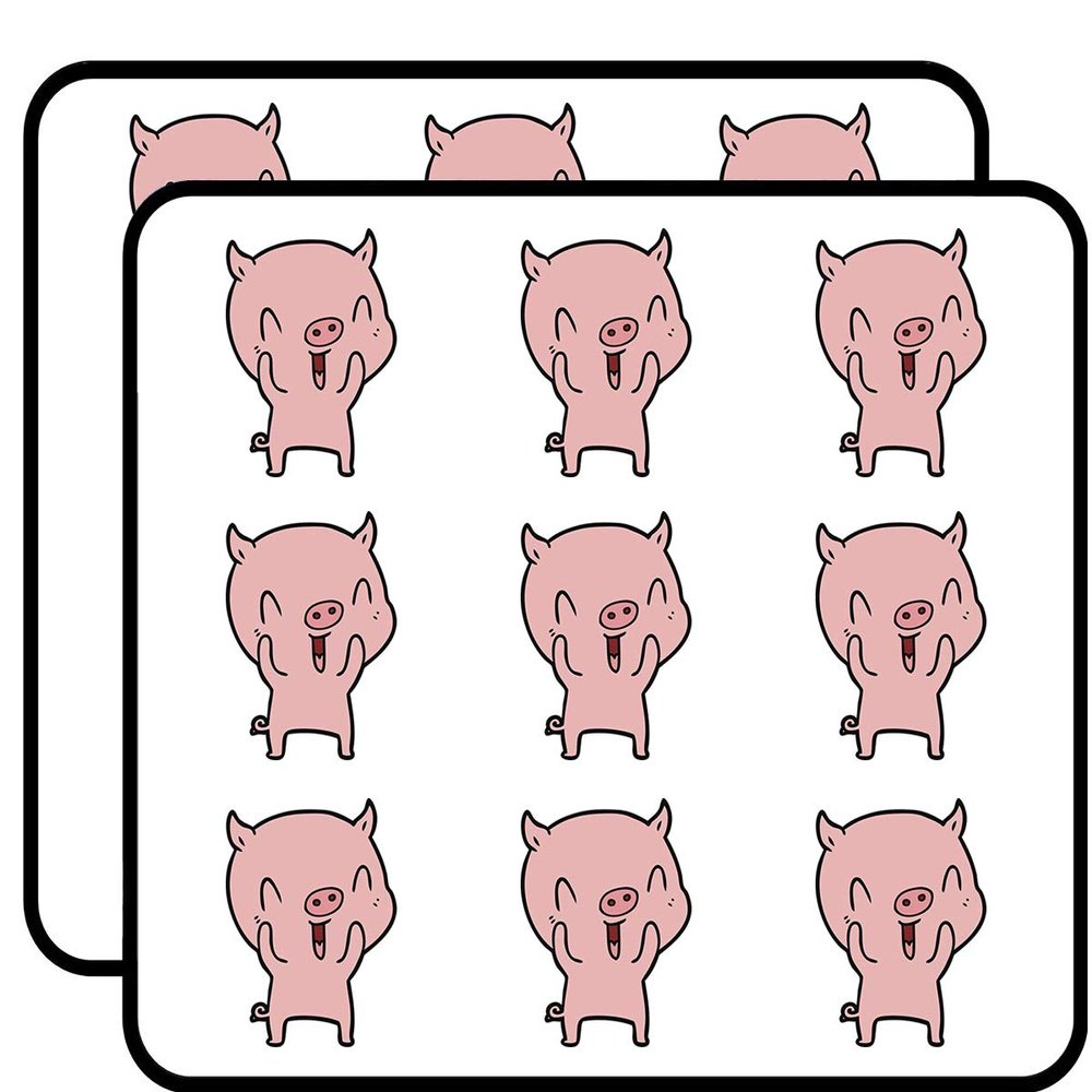 18 Pcs Simple Pink Piggy Pig Pen Art Cartoon - Happy 2" Stickers Decals Laptop Notebook Phone Waterproof Vinyl Trendy