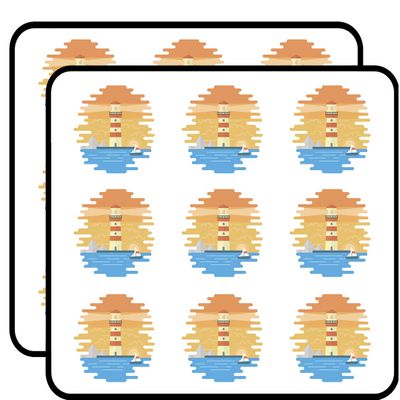 18 Pcs Simple Lighthouse Horizon Cartoon Icon 2" Stickers Decals Laptop Notebook Phone Waterproof Vinyl Trendy