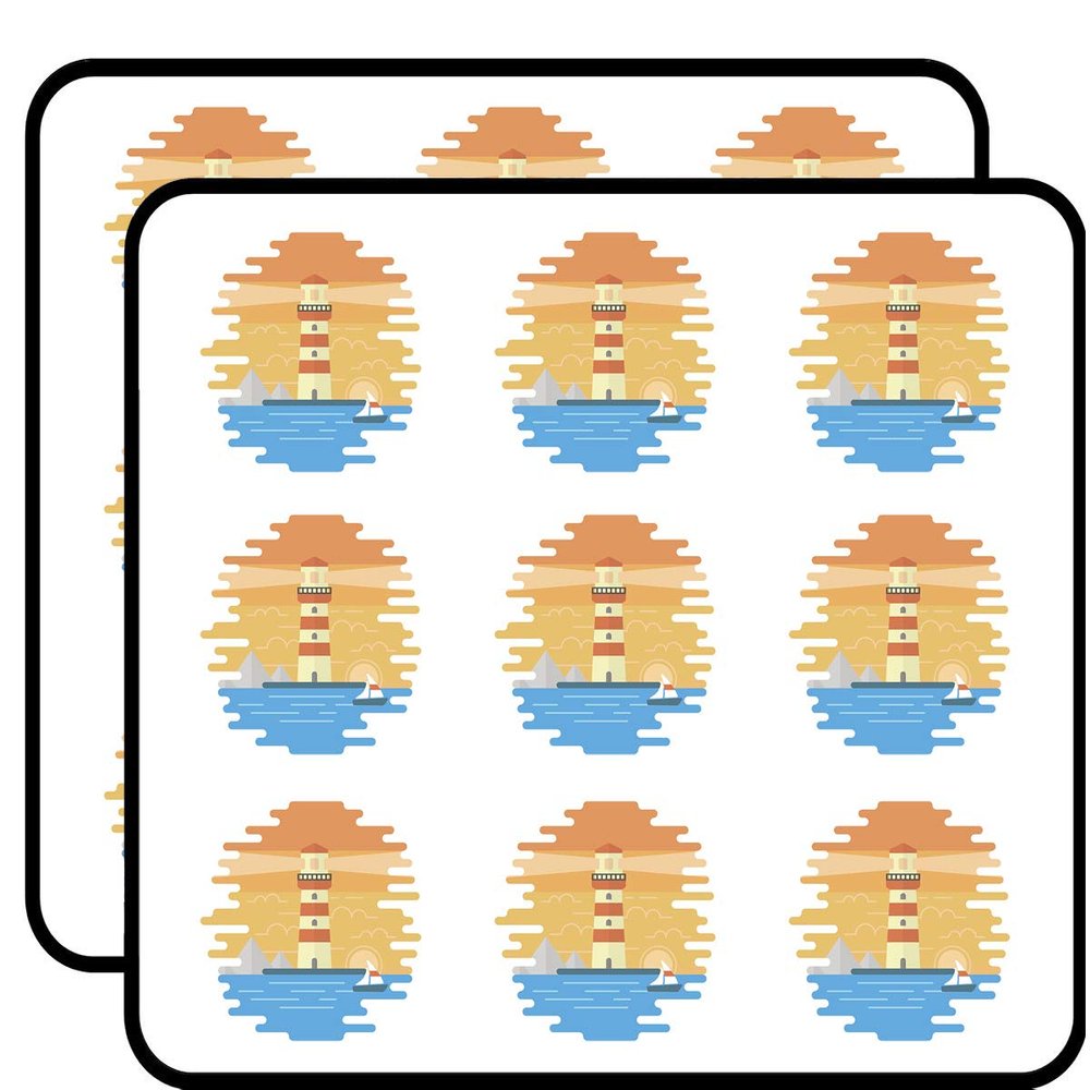 18 Pcs Simple Lighthouse Horizon Cartoon Icon 2" Stickers Decals Laptop Notebook Phone Waterproof Vinyl Trendy