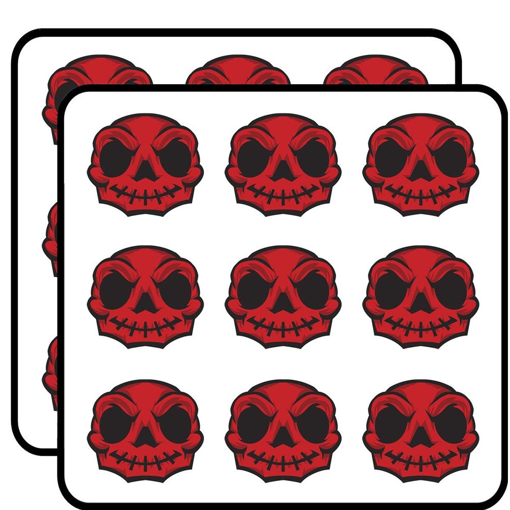 18 Pcs Creepy Red Skull Cartoon Icon 2" Stickers Decals Laptop Notebook Phone Waterproof Vinyl Trendy