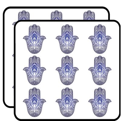 18 Pcs Pretty Blue Ombre Paisley Hamsa Hand of Fatima 2" Stickers Decals Laptop Notebook Phone Waterproof Vinyl Trendy