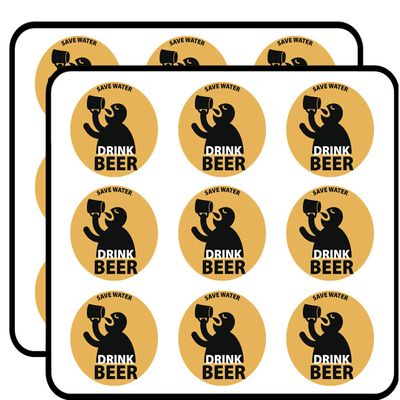18 Pcs Save Water Drink Beer Man Silhouette Cartoon Icon 2" Stickers Decals Laptop Notebook Phone Waterproof Vinyl Trendy