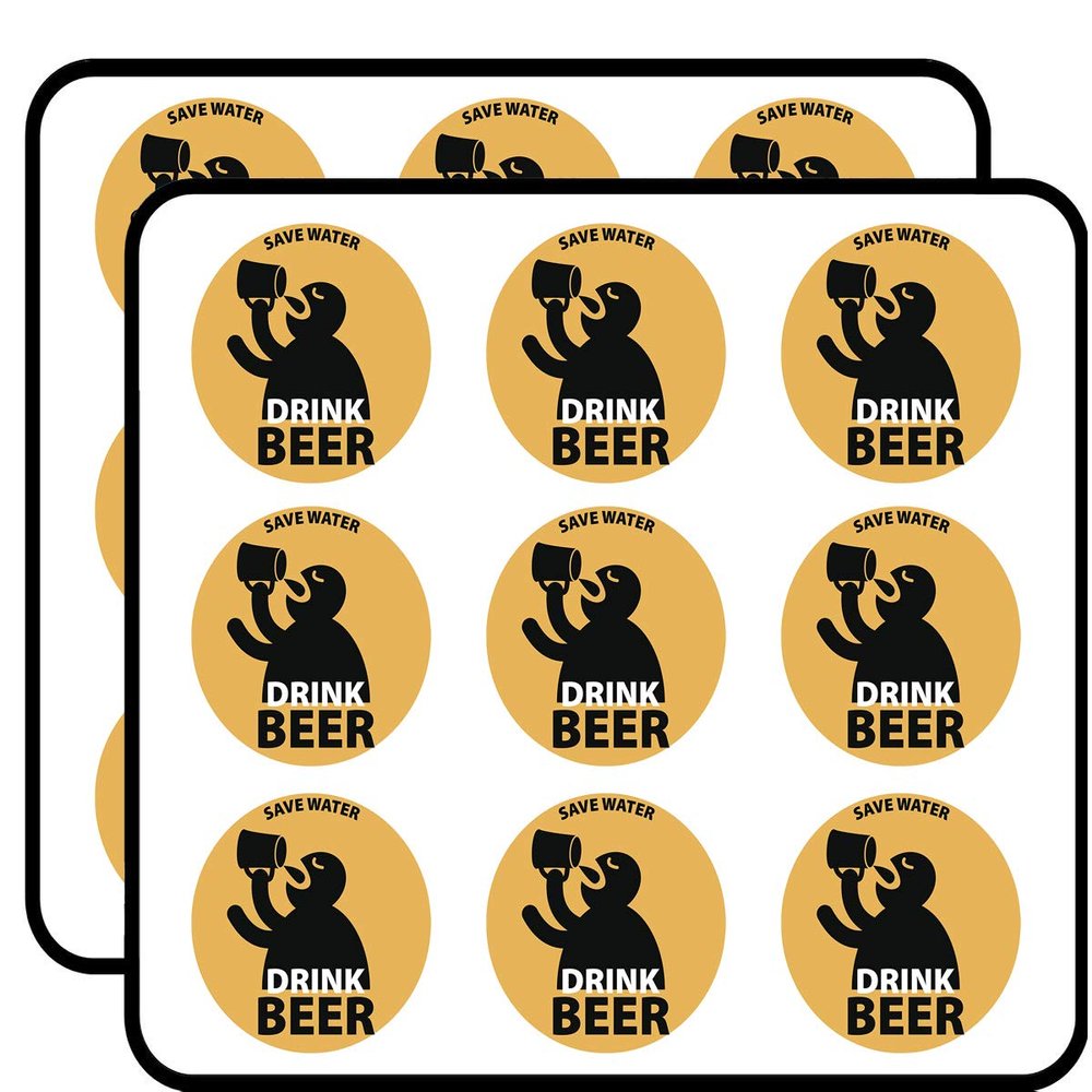 18 Pcs Save Water Drink Beer Man Silhouette Cartoon Icon 2" Stickers Decals Laptop Notebook Phone Waterproof Vinyl Trendy