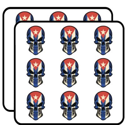 18 Pcs Angry Skull Icon - Cuban Flag 2" Stickers Decals Laptop Notebook Phone Waterproof Vinyl Trendy