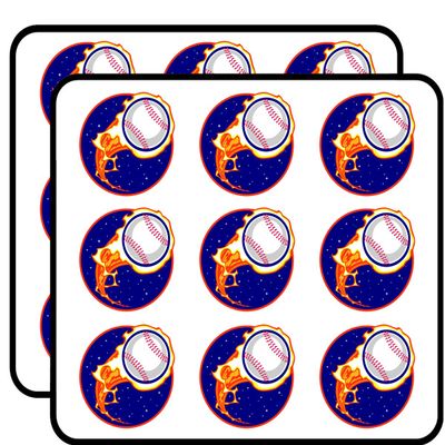 18 Pcs Cool Hot Fire Sports Ball Cartoon Icon - Baseball 2" Stickers Decals Laptop Notebook Phone Waterproof Vinyl Trendy