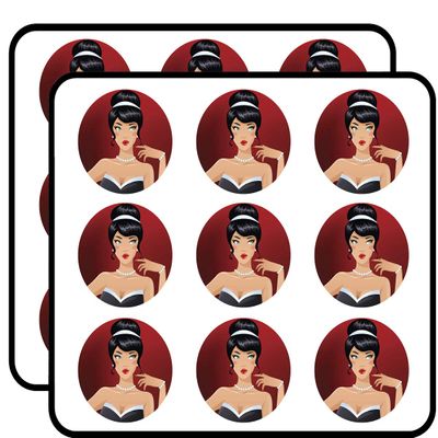 18 Pcs Cool Pretty Retro Vintage Elegant Formal Woman Cartoon Icon 2" Stickers Decals Laptop Notebook Phone Waterproof Vinyl Trendy