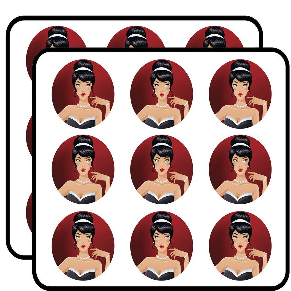18 Pcs Cool Pretty Retro Vintage Elegant Formal Woman Cartoon Icon 2" Stickers Decals Laptop Notebook Phone Waterproof Vinyl Trendy