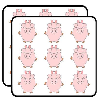 18 Pcs Happy Cute Girly Piggy Pig Cartoon Icon 2" Stickers Decals Laptop Notebook Phone Waterproof Vinyl Trendy