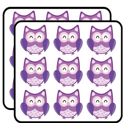 18 Pcs OWL Happy Light Dark Purple Black White 2" Stickers Decals Laptop Notebook Phone Waterproof Vinyl Trendy