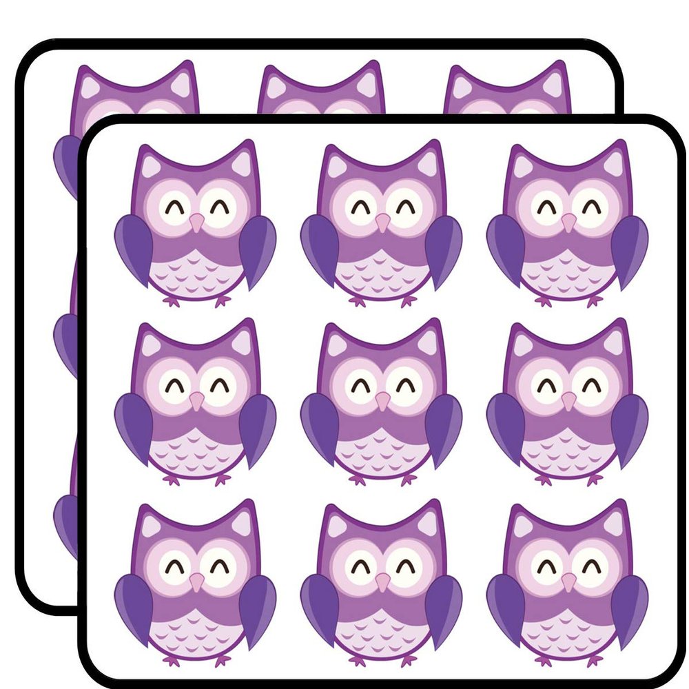 18 Pcs OWL Happy Light Dark Purple Black White 2" Stickers Decals Laptop Notebook Phone Waterproof Vinyl Trendy