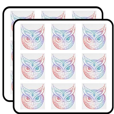 18 Pcs Divine Designs Beautiful Rainbow Ombre Henna Pattern Owl Drawing 2" Stickers Decals Laptop Notebook Phone Waterproof Vinyl Trendy