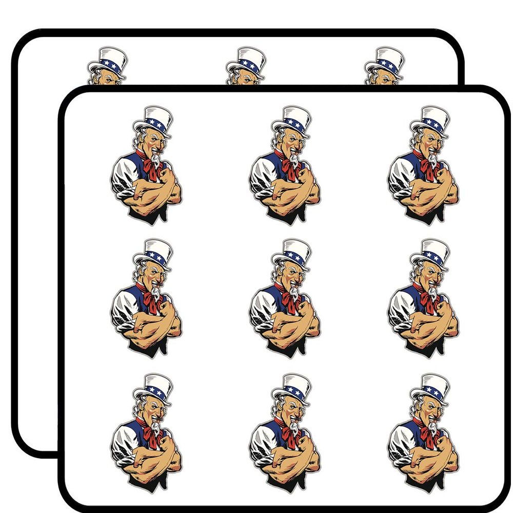 18 Pcs Muscular Uncle SAM Rolling Sleeves UP RED Blue Black Grey White 2" Stickers Decals Laptop Notebook Phone Waterproof Vinyl Trendy