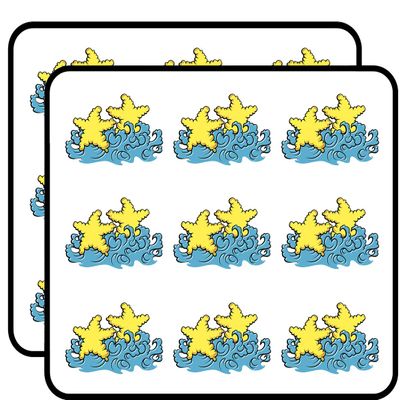 18 Pcs Cute Sea Starfish Ocean Waves Cartoon 2" Stickers Decals Laptop Notebook Phone Waterproof Vinyl Trendy
