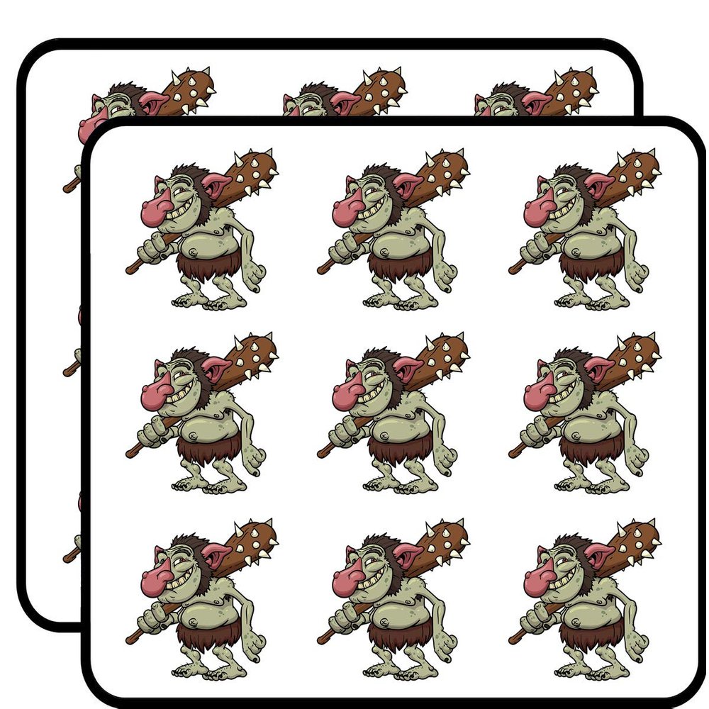 18 Pcs Creepy Ugly Troll with Spiked Club Cartoon 2" Stickers Decals Laptop Notebook Phone Waterproof Vinyl Trendy