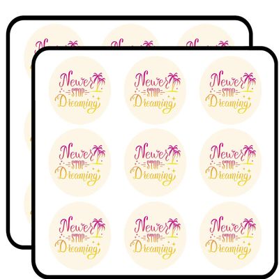 18 Pcs Cute Pink Yellow Ombre Never Stop Dreaming Calligraphy Icon 2" Stickers Decals Laptop Notebook Phone Waterproof Vinyl Trendy