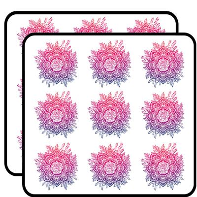18 Pcs Beautiful Pink Blue Purple Ombre Vintage Hipster Mandala Flower 2" Stickers Decals Laptop Notebook Phone Waterproof Vinyl Trendy