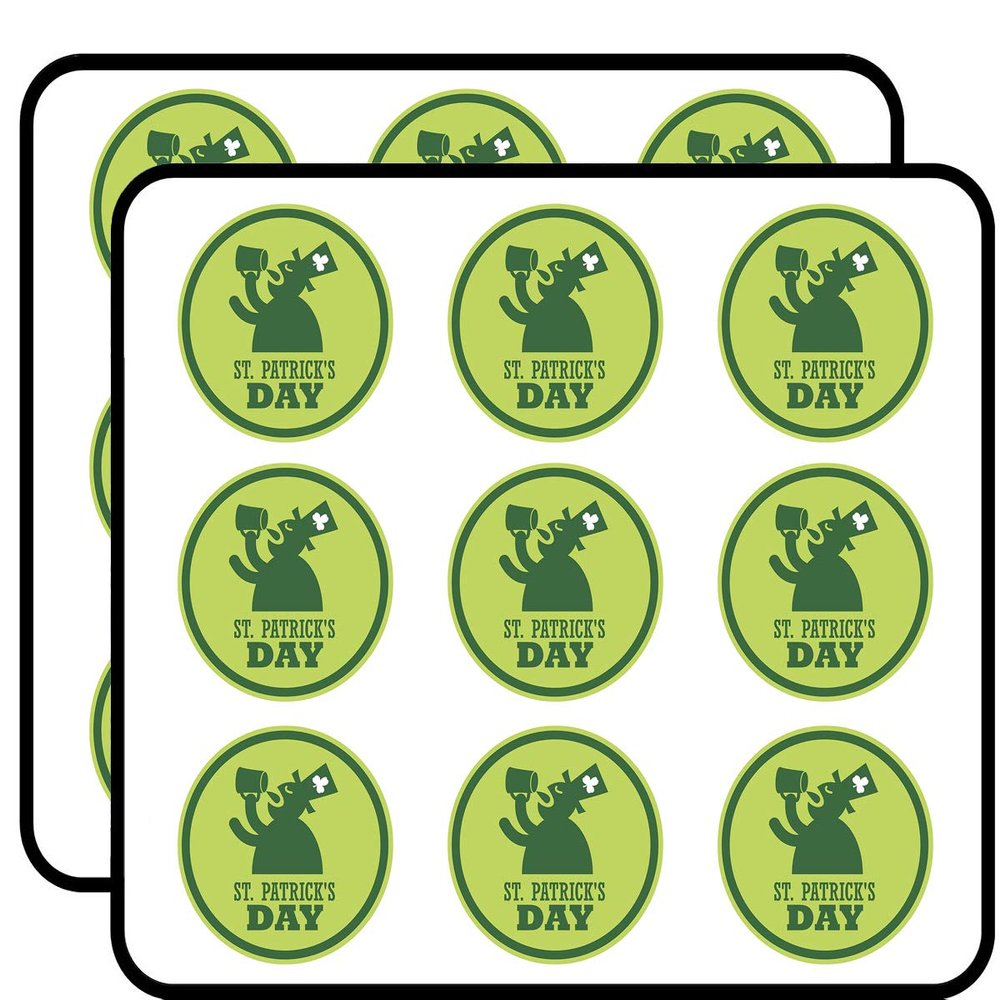 18 Pcs Simple Green St. Patrick's Day Cartoon Icon 2" Stickers Decals Laptop Notebook Phone Waterproof Vinyl Trendy