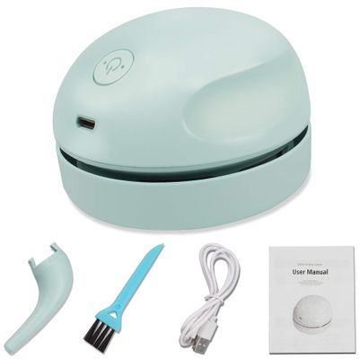 Desktop Vacuum Cleaner USB Charging with Vacuum Nozzle Cleaning Brush, Detachable Design & Portable Mini Table Dust Vaccum Cleaner, Clean Dust, Crumbs, Piano, Computer, Car Etc(Light Green)