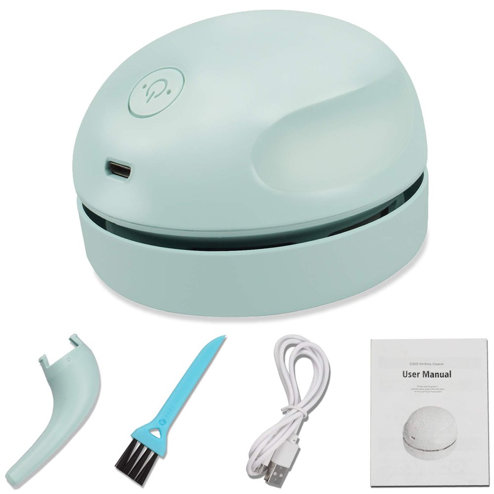 Desktop Vacuum Cleaner USB Charging with Vacuum Nozzle Cleaning Brush, Detachable Design & Portable Mini Table Dust Vaccum Cleaner, Clean Dust, Crumbs, Piano, Computer, Car Etc(Light Green)