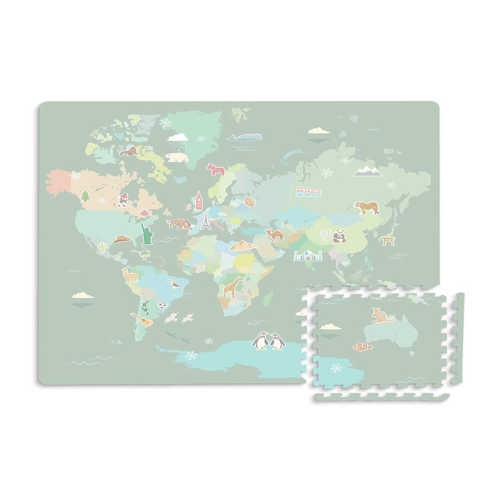 FloorPops FP3594 Around The World Interlocking Floor Tiles, Green