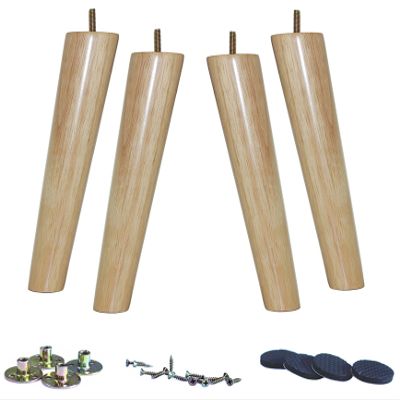 WEICHUAN Solid Rubber Wood Replacement Sofa Couch Chair Ottoman Loveseat Coffee Table Cabinet Furniture Wood Legs(8" Slant Set of 4)