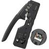 Yankok [The Ultimate Pass Thru Crimper] Crimps RJ45 Pass Through RJ12 RJ11 Regular Network Connector and Strip Cut CAT5/5e CAT6/6a CAT7 Unshielded and Shielded Ethernet Cable Black Handle view 1