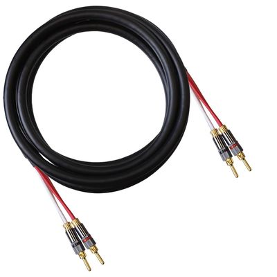 Blue Jeans Cable Canare 4S11 Speaker Cable, with Ultrasonically-Welded Conventional (Non-Bi-Wire) Terminations, (One Cable - for one Speaker); Assembled in The USA (6 Foot, Black, Bananas to Bananas)