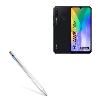BoxWave Stylus Pen Compatible with Huawei Y6P - AccuPoint Active Stylus, Electronic Stylus with Ultra Fine Tip - Metallic Silver