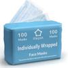 Litepak 100pcs Individually Wrapped Disposable Face Mask Premium Comfort Earloops Nose(Blue) view 1