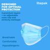 Litepak 100pcs Individually Wrapped Disposable Face Mask Premium Comfort Earloops Nose(Blue) view 3