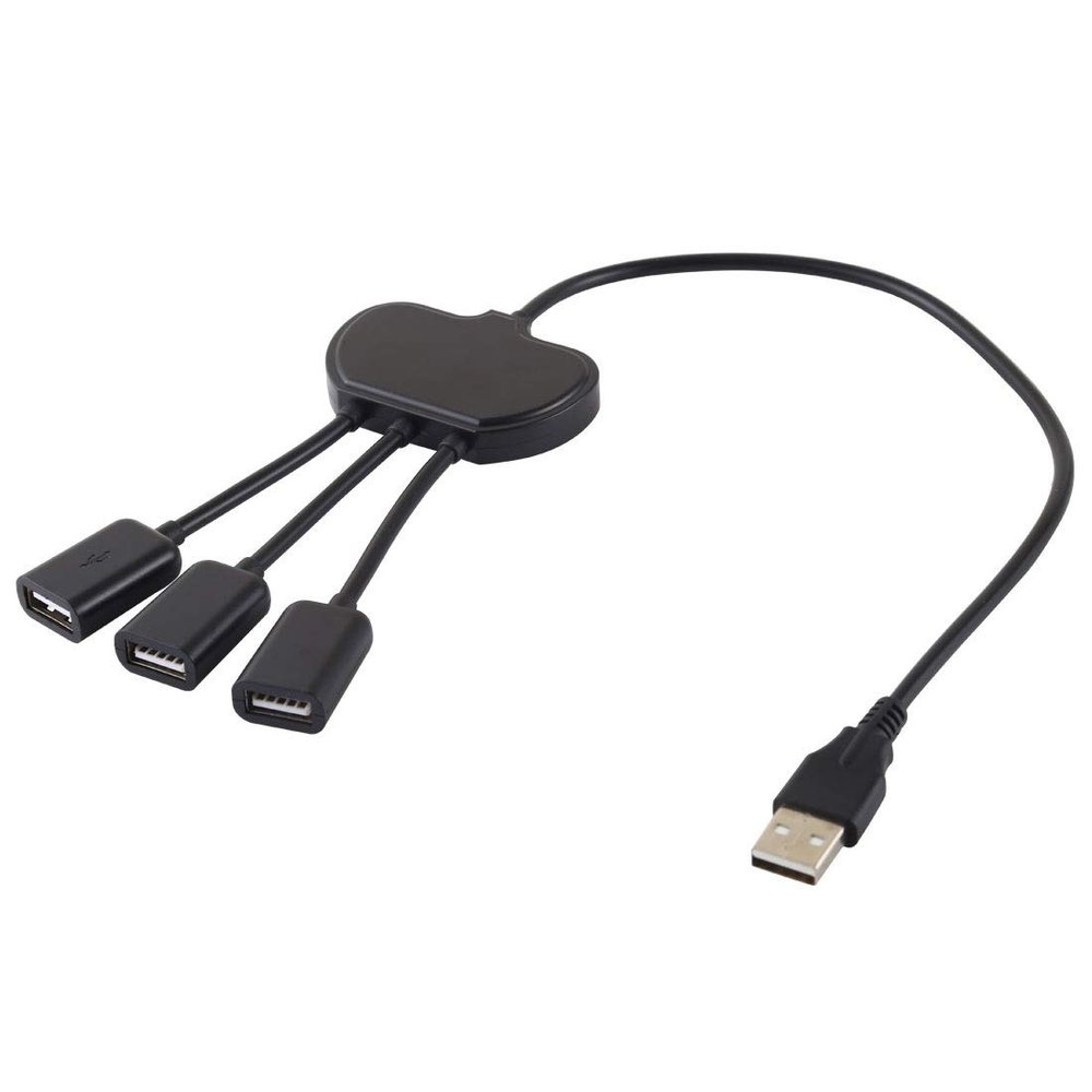 Whjccwh 3 x USB 2.0 Distaff to USB 2.0 Male HUB Adapter (Black) (Color : Black)