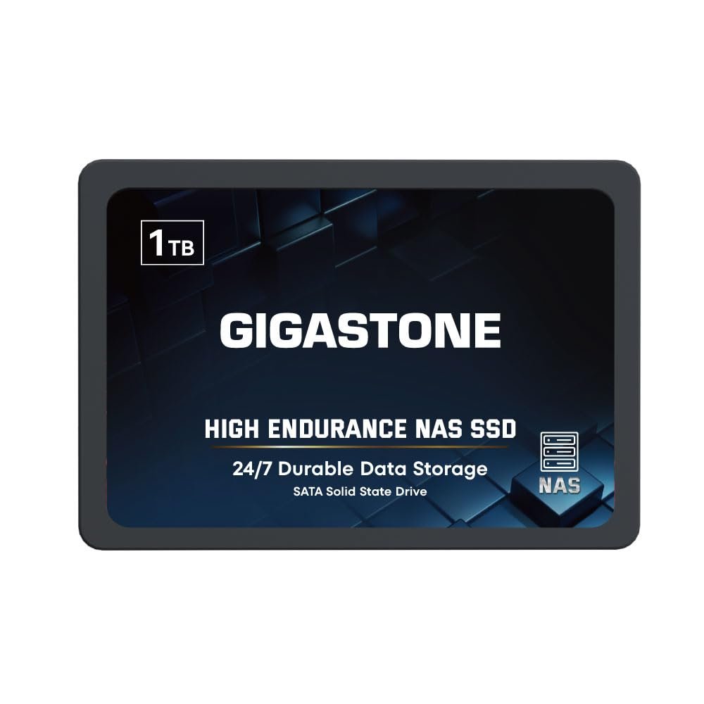 Gigastone NAS Certified High Endurance SSD 1TB Up to 550MB/s TLC Flash with SLC Caching 24/7 Reliable for Gaming/PC/NAS SSD 5-Year Warranty 2.5" SATA Internal Solid State Drives RAID Disk