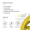 Pelican Rope High Strength Low Stretch Versatile Polyester Double Braid 100% Polyester Core and Cover The Ape Rigging Rope 1/2" 150 ft. Yellow - 11,000 lbs Tensile Strength view 3