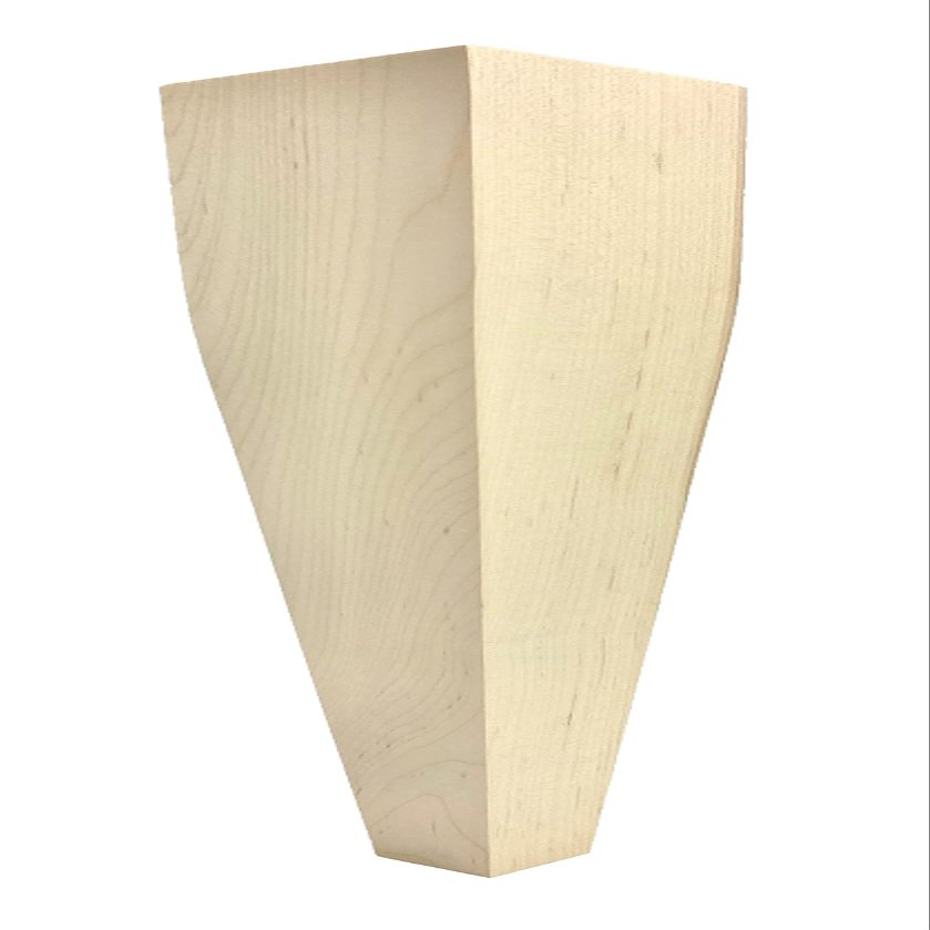 Highland Manor Wood Products Narrow 4 Sided Tapered Coffee Table Leg - 18" Tall x 3" Wide (Maple) (1 Leg)
