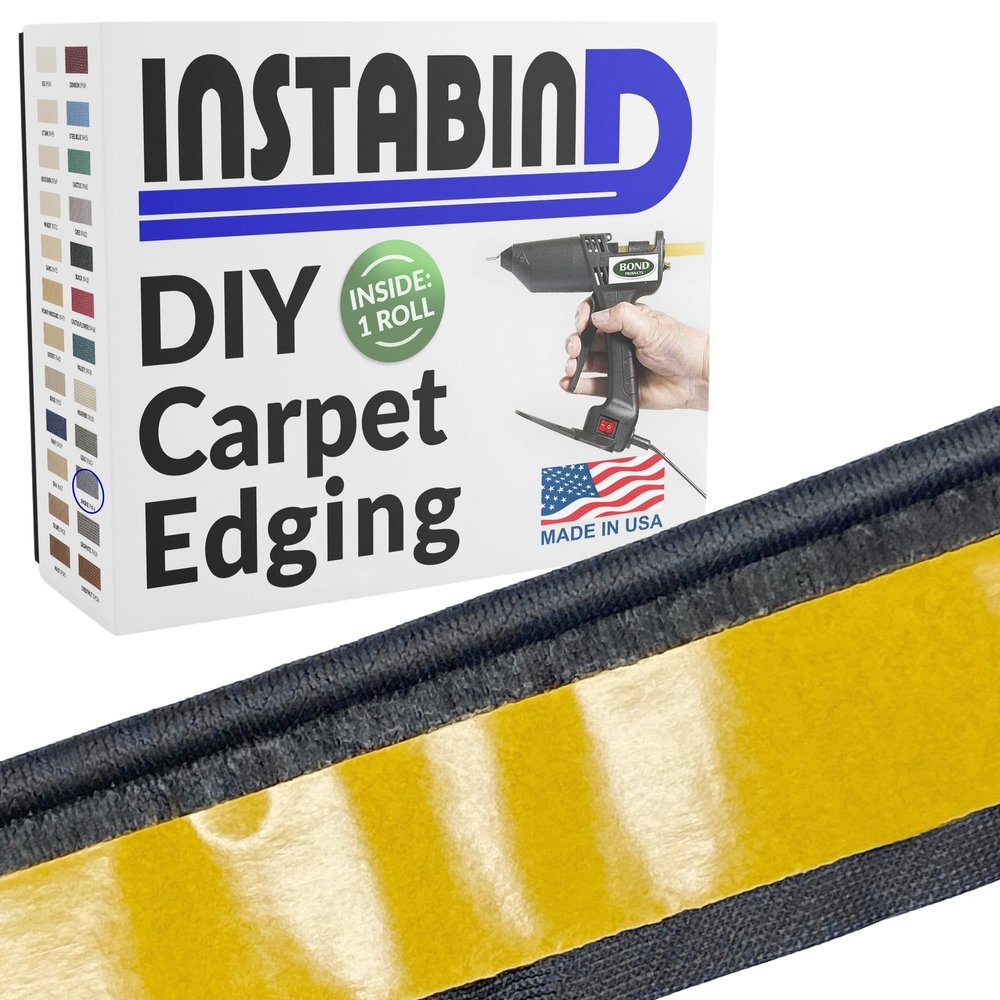 Instabind Carpet Binding - Regular Style, Rug Binding, Ideal for Area Rugs, Durable Hold, DIY Carpet Finishing Edge - Smoke, 54 ft Rolls