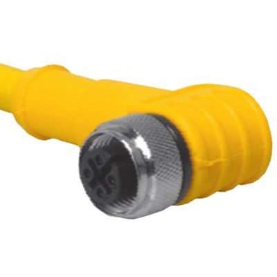 TURCK WKC 4.4T-5 Cordset; M12 Female Right Angle 4 pos to Cut end, 4 Wire 18AWG 5M, PVC 4A 250V; Yellow; U5325-13