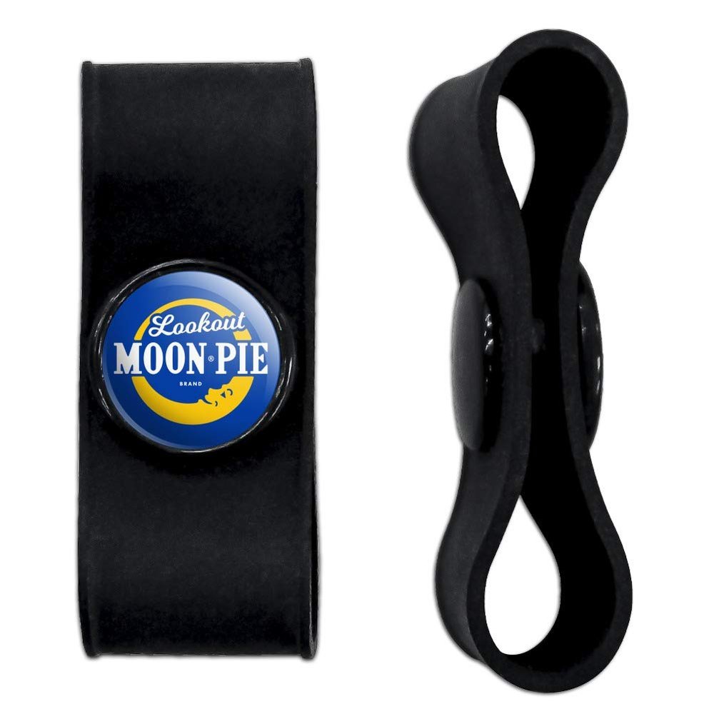 GRAPHICS & MORE Lookout MoonPie Logo Headphone Earbud Cord Wrap - Charging Cable Manager - Wire Organizer Set of 2 - Black