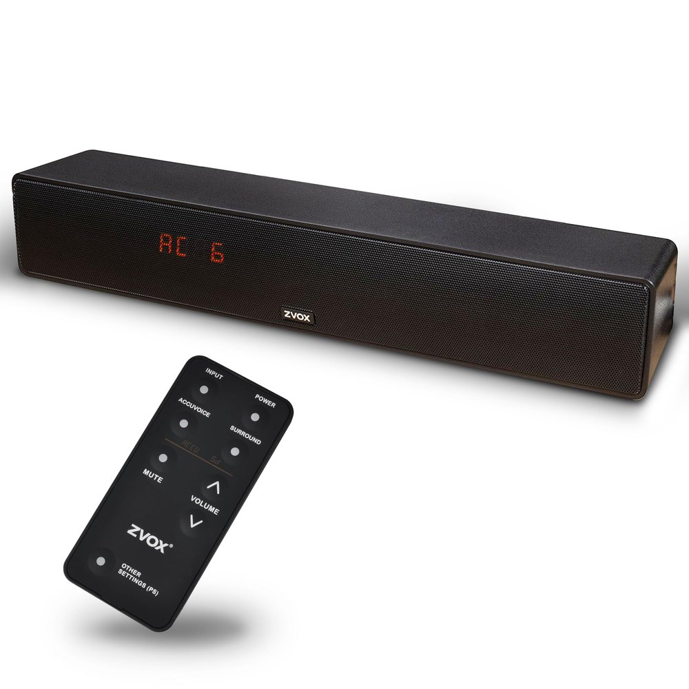 ZVOX Dialogue Clarifying Sound Bar - Patented Hearing Technology, AccuVoice TV Sound Bar with 12 Levels of Voice Boost, 17" Home Theater TV Speakers, Ideal for Smart TVs - AV157 Black