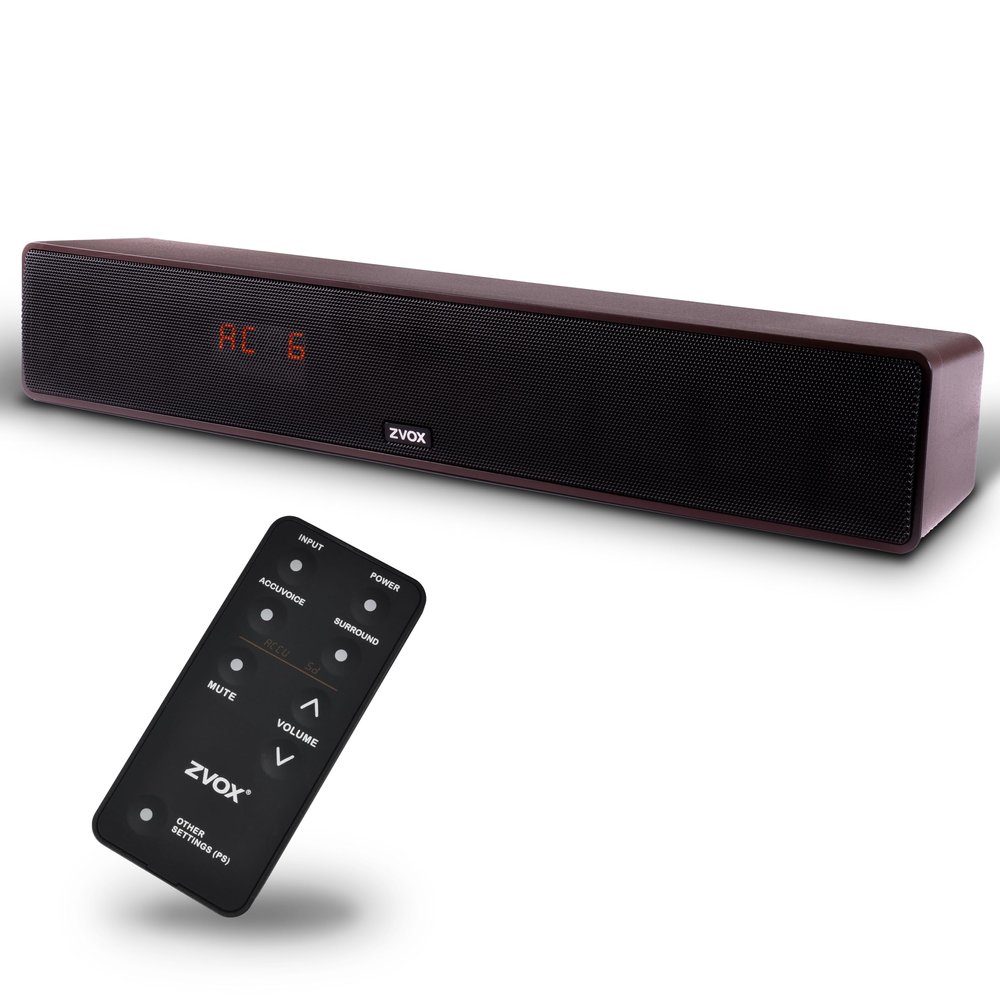 ZVOX Dialogue Clarifying Sound Bar - Patented Hearing Technology, AccuVoice TV Sound Bar with 12 Levels of Voice Boost, 17" Home Theater TV Speakers, Ideal for Smart TVs - AV157 Espresso