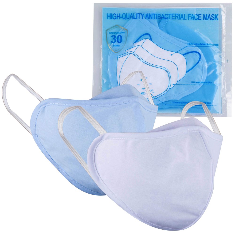 Soft Comfortable Reusable Face Mask with Anti-Fogging Nose Flap. Quality Three Layer Construction Provides Superior Breathability, Filtration and Fluid Resistance (Pack of Two)