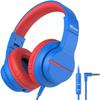 iClever Kids Headphones for School Travel, Safe Volume Limited, HD Mic Stereo Sound Over-Ear Girls Boys Headphones for Kid, FunShare Foldable 3.5mm Wired for iPad Computer, HS19 view 1