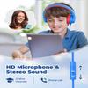 iClever Kids Headphones for School Travel, Safe Volume Limited, HD Mic Stereo Sound Over-Ear Girls Boys Headphones for Kid, FunShare Foldable 3.5mm Wired for iPad Computer, HS19 view 4