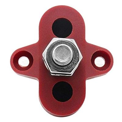 Davitu Cables, Adapters & Sockets - New DC 48V Car Bus Bar Power Terminal Block Heavy Duty Auto RV Boat M8 Positive Power Distribution Stud Terminal With Screws - (Color Name: Red)