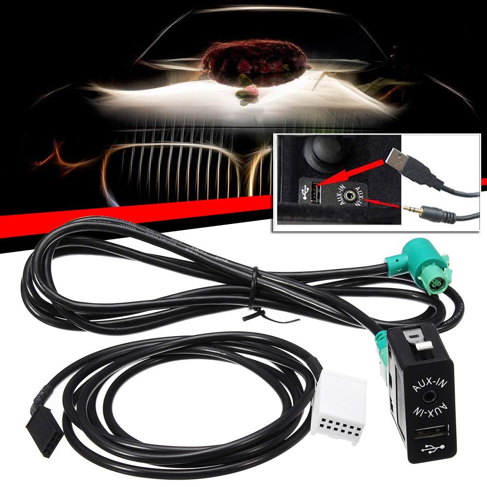 Davitu Cables, Adapters & Sockets - Car CD Changer Stereo Audio Harness Wire Cable Switch Button AUX IN Kit For BMW E60 E61 E63 E64 E87 E90 E70 F25
