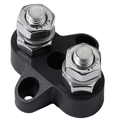 Davitu Cables, Adapters & Sockets - Bus Bar Terminal Block Heavy Duty Dual M8/6 Positive Power Distribution Stud for RV Truck yacht - (Color Name: M6 black)