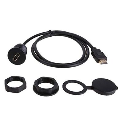 Davitu Cables, Adapters & Sockets - 2m HDMI Car Mount Male to Female Extension Cable Truck Boat Motocycle Dashboard Flush Mount With Mounting Pane - (Color Name: Black)
